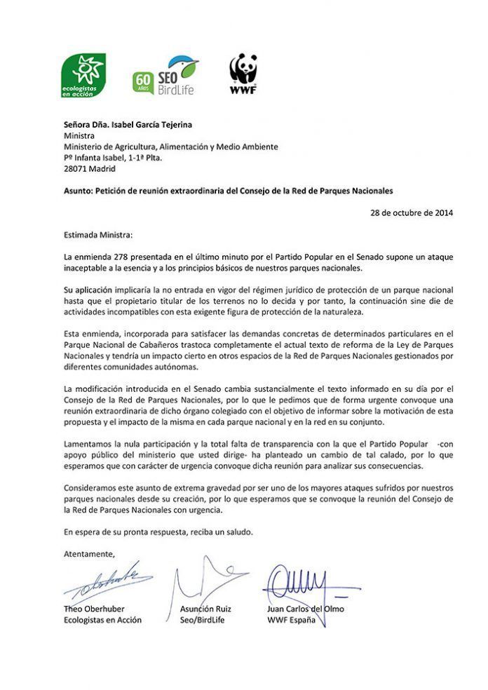 carta ministra reunion extraordinaria crpn octubre 2014