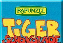 Tauleta de xocolata farcida Tiger de Rapunzel, distribuïda per Biocop tiger chocolatina