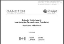Ocultado un informe encargado por el Servicio de Salud de Canadá que admitía riesgos del fracking Health-Canada-Report-released-2014-09-Potential-Hazards-from-Shale-Gas-Drinknnig-Water-Ambient-Air