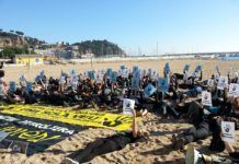 Ecologistes i nedadors es manifesten conjuntament contra les prospeccions marines a la costa catalana 166 aturem prospeccions blanes
