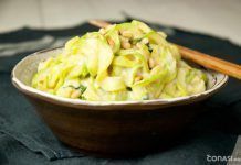 Receta: Tallarines de calabacín en salsa blanca tallarines calabacin blancos
