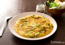 Receta: Tortilla vegana de pimiento y cebolla Tortilla-vegana-612x408