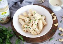 Receta: pasta Alfredo vegana con crema de anacardos pasta Alfredo vegana
