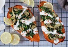 Receta: Boniato relleno de setas y espinacas boniato relleno