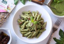 Recepta: Penne de quinoa i lli amb pesto de tahini Penne de quinoa