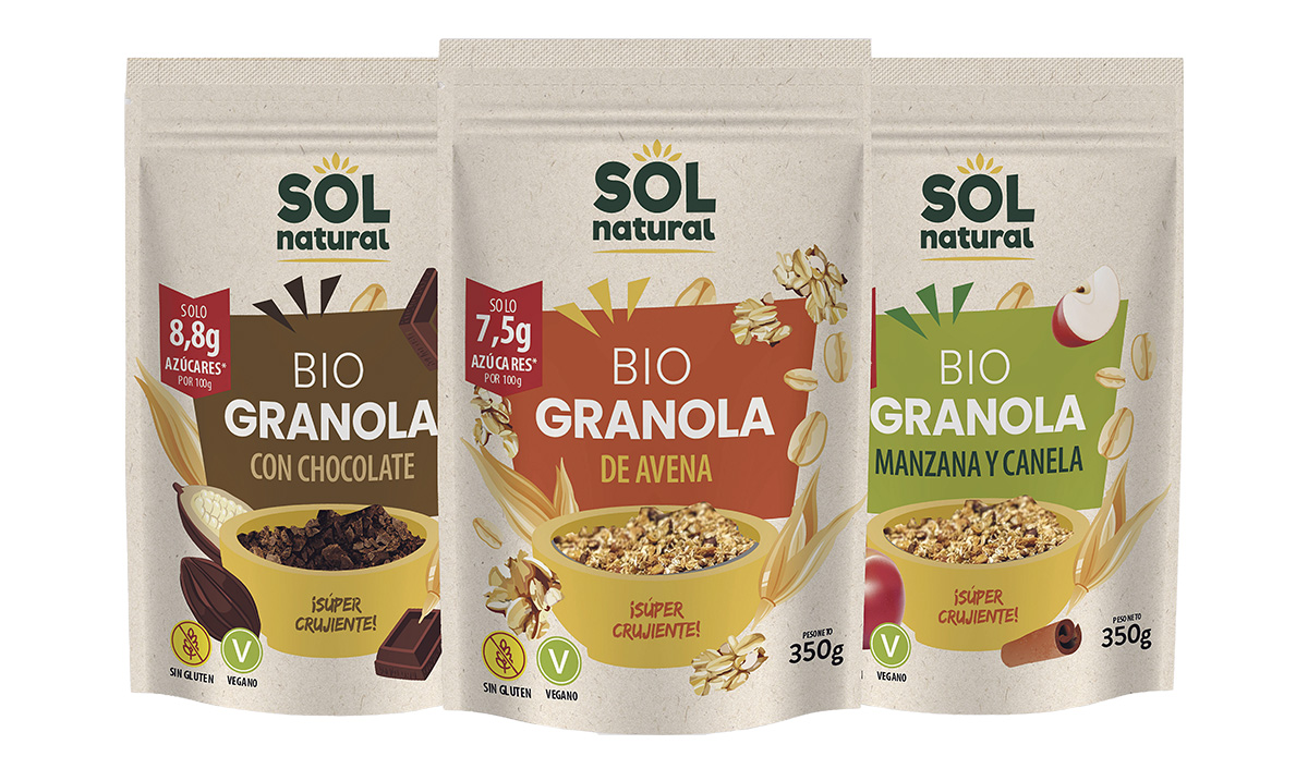 Granolas crujientes de avena bajas en azúcar, de Sol Natural