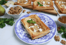Recepta: Pasta de full de pera amb nous i formatge hojaldre-de-pera