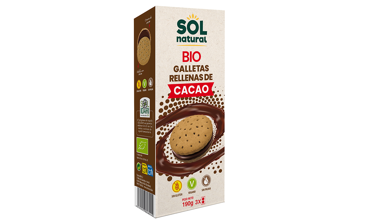 Galletas rellenas de cacao, de Sol Natural