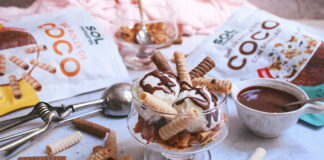 Helado de coco con granola y rolls: un postre 100% coco helado