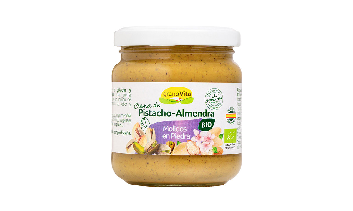 Crema de pistacho y almendra españoles bio 100%, de Granovita