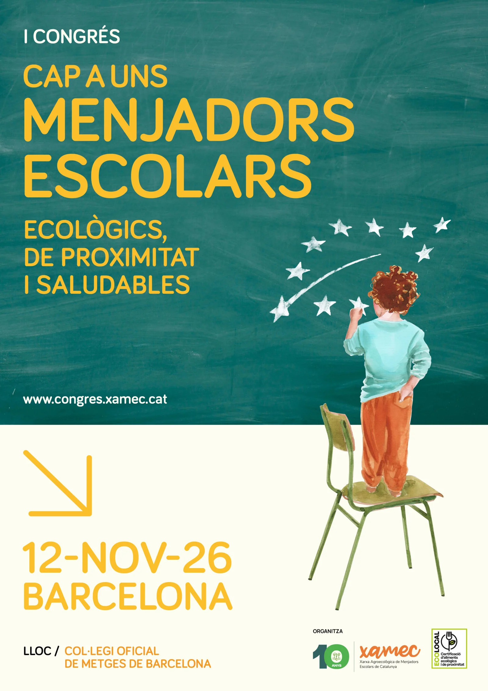 Cartel del I Congreso de Comedores Escolares Ecológicos, que se celebrará el 12 de noviembre en Barcelona